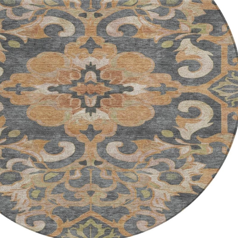 HomeRoots Damask Traditional Rectangle Outdoor Rug