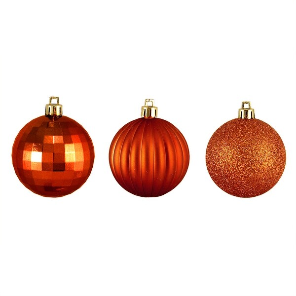 100ct Burnt Orange Shatterproof 3-Finish Christmas Ball Ornaments 2.5". Opens flyout.