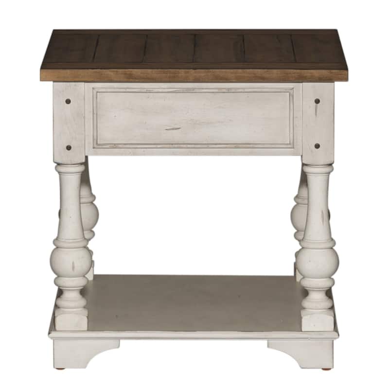 Morgan Creek Antique White Wire Brushed Tobacco Accents End Table