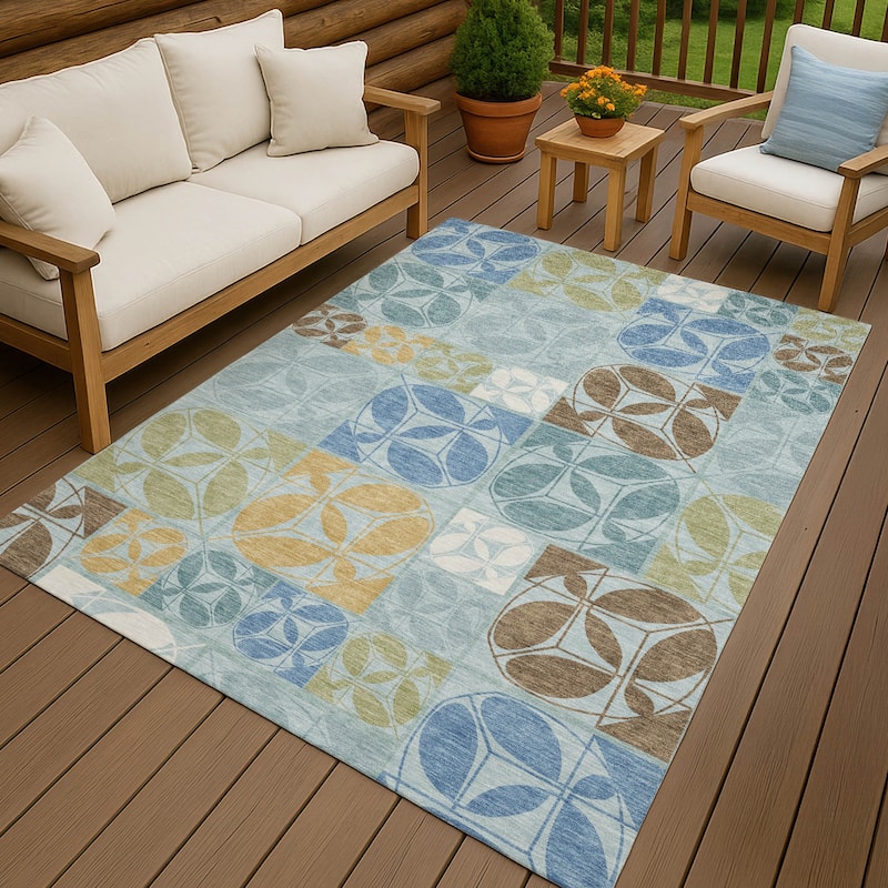 Machine Washable Indoor/ Outdoor Patch Lupton Chantille Rug - Sky - 5' x 7'6"