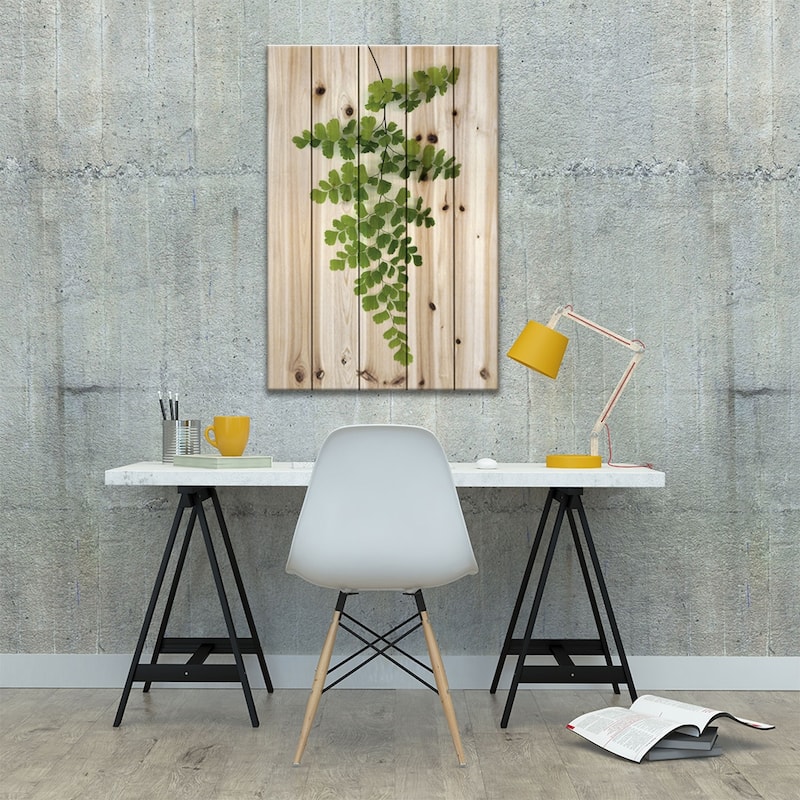 Green Maidenhair Print On Wood by Lexie Greer - Multi-Color
