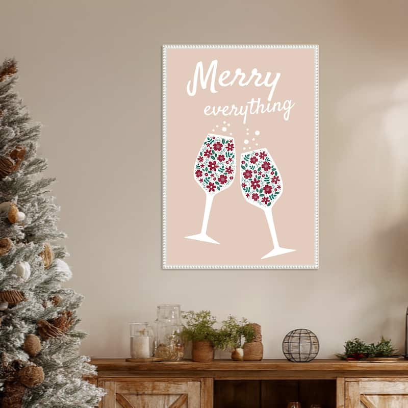 Merry Everything by Emeliemaria (23 x 33 in.), Framed Canvas Wall Art Print - Sylvie Beaded White