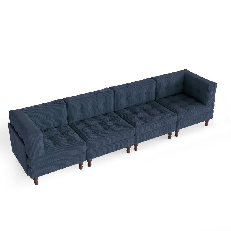 UIXE 4-Piece Corduroy Upholstered Modular Sectional Sofa for Living Room