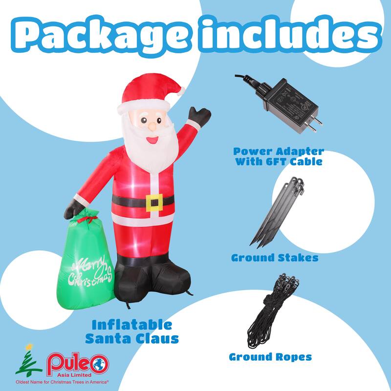 Puleo International 6 ft. Lighted Blow-Up Inflatable Santa Clause
