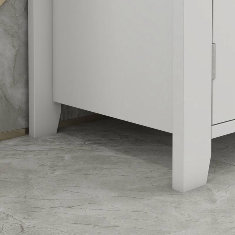 Pedestal Sink Storage Cabinet, Under Sink Cabinet, Bathroom Vanity Cabinet with U-Shape and Adjustable Internal Shelf, White