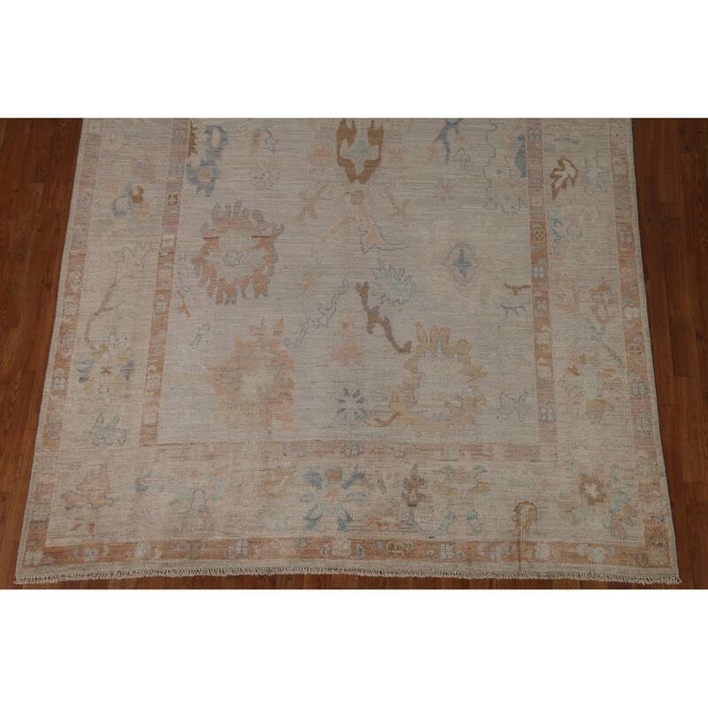 Vegetable Dye Oushak Turkish Wool Area Rug Handmade Traditional Carpet - 6'6" x 8'1"
