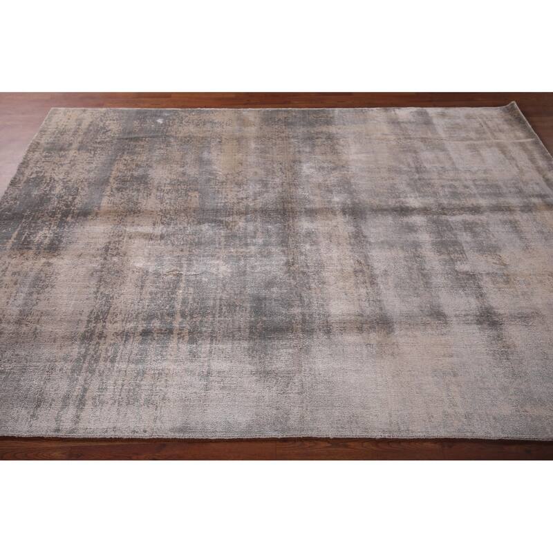 Abstract Indian Area Rug Hand-Knotted Wool Carpet - 5'8"x 7'10"