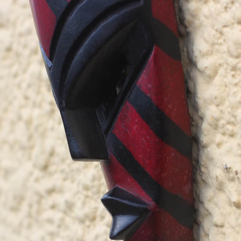 Novica Handmade Ahoufe Stripes African Wood Mask