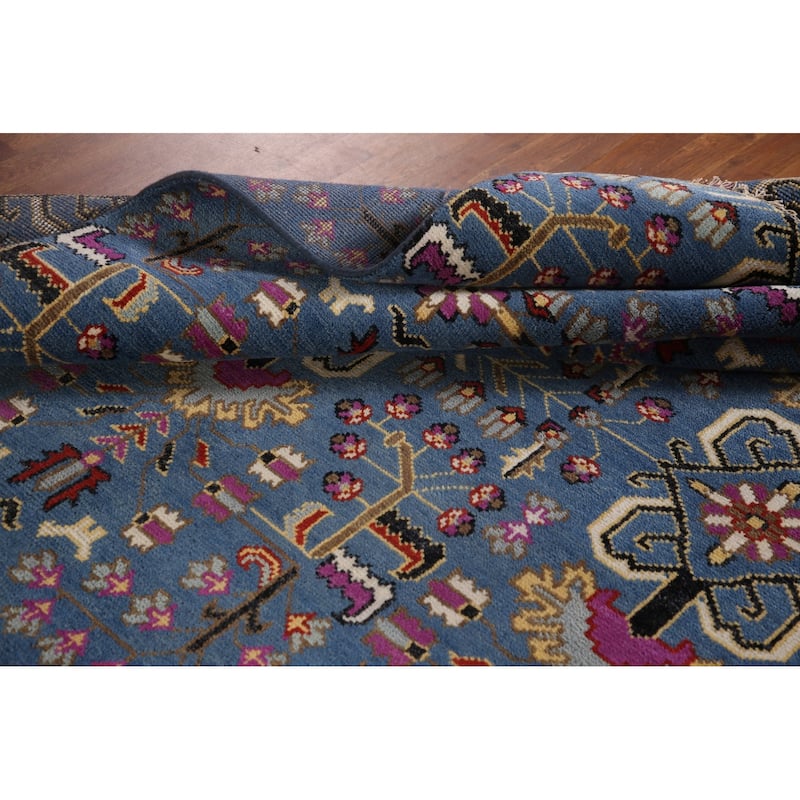 All-Over Blue Ziegler Oriental Area Rug Handmade Wool Carpet - 7'10" x 10'1"
