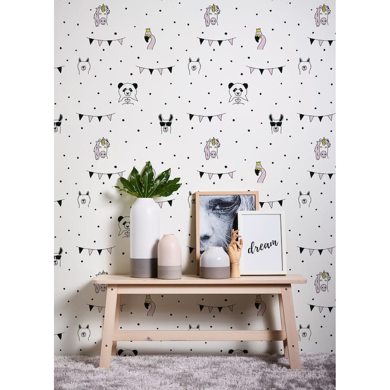 Chesapeake Orlow Pink Llama Wallpaper - 20.9 x 396 x 0.025