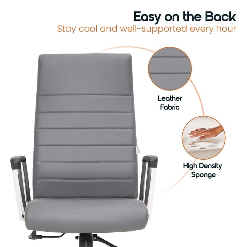 Hilton Modern High Back Ergonomic Leather Office Chair with Adjustable Height, Swivel, and Tilt for Conference or Executive Desk