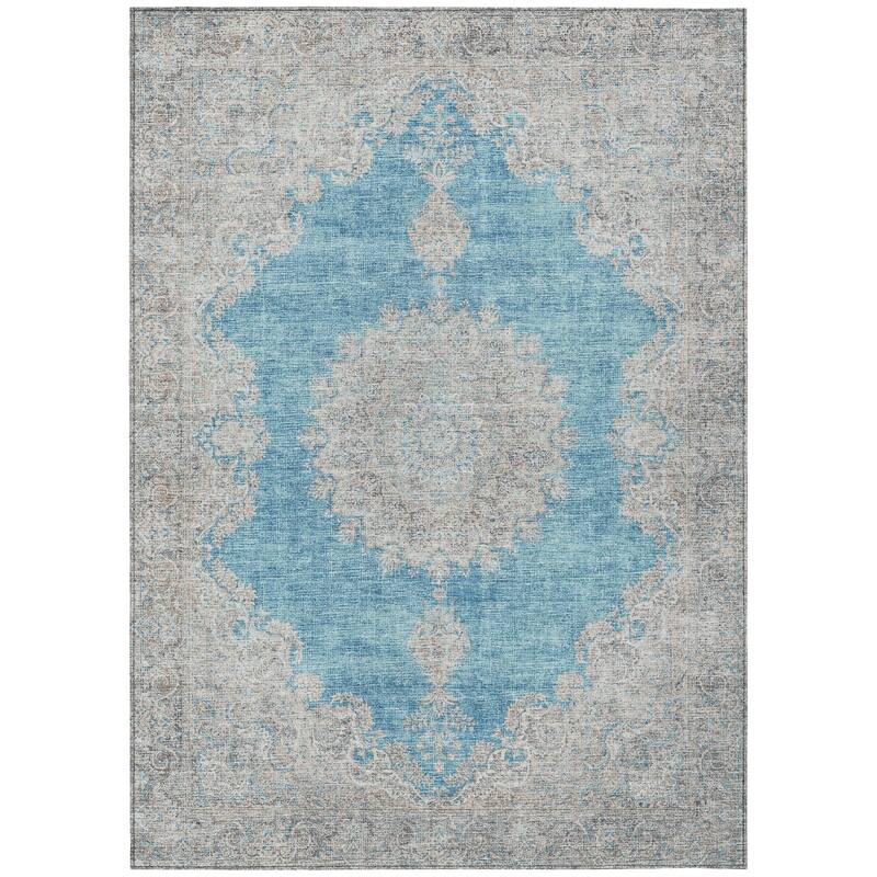 Machine Washable Indoor/ Outdoor Vintage Traditional Chantille Rug