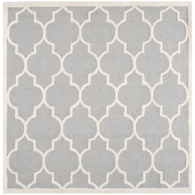 SAFAVIEH Handmade Cambridge Oddny Moroccan Trellis Wool Rug - 6' Square - Silver/Ivory
