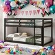 preview thumbnail 11 of 18, Modern Twin over Twin Floor Bunk Bed,Spacious And Comfortable,Easy Assembly for Bedroom Espresso