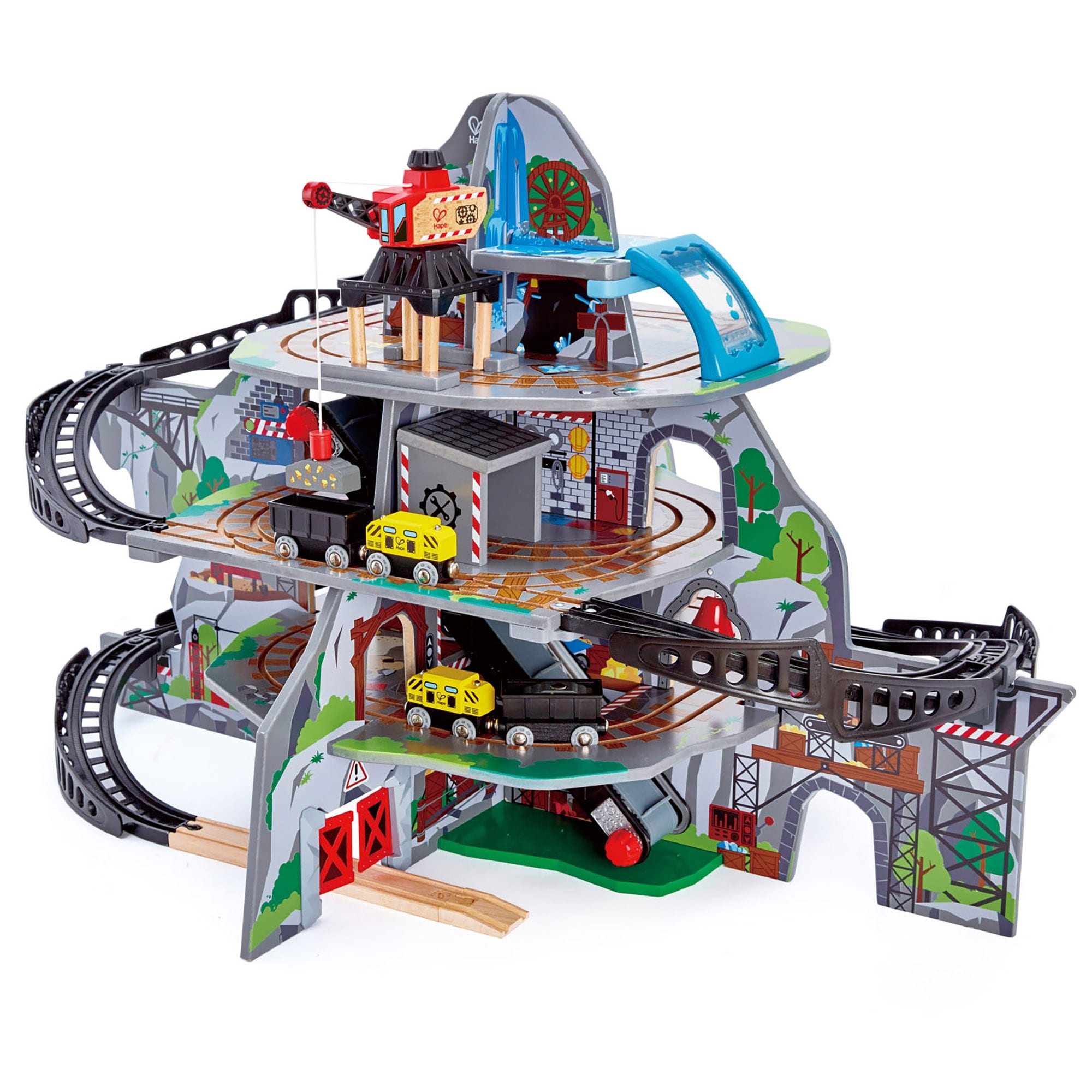 Hape Railway Mighty Mountain Train Set- Multi-Level Play - Bed