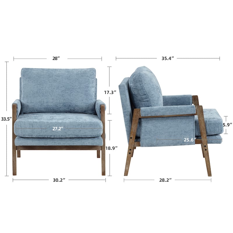 Mid-Century Modern 30" W Chenille Upholstered Accent Leisure Armchair