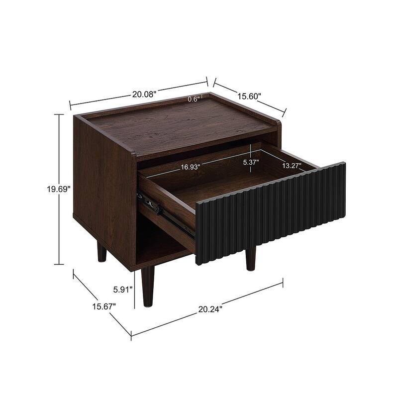 Manhattan Comfort Duane Modern Ribbed Coffee Table Set