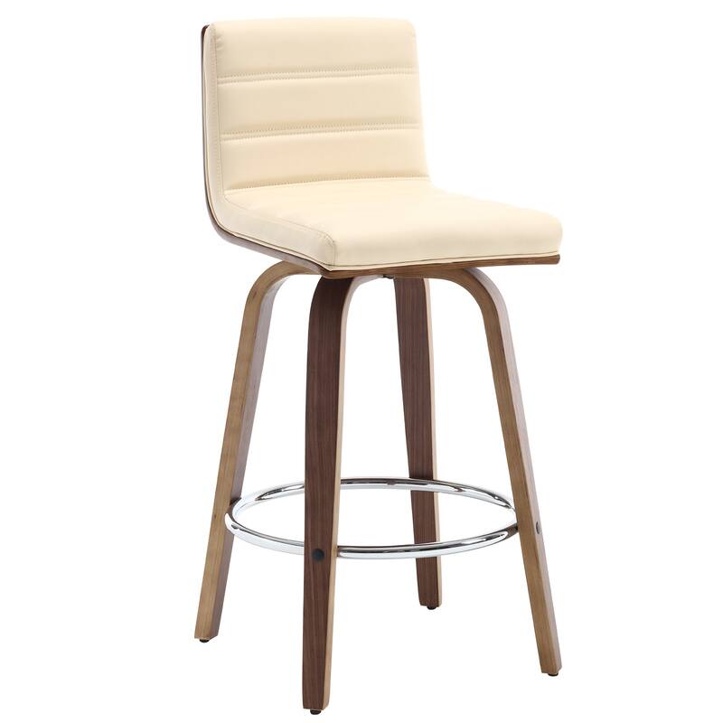 Faux Leather & Wood Swivel Bar Stools/ Counter Stool Set of 2
