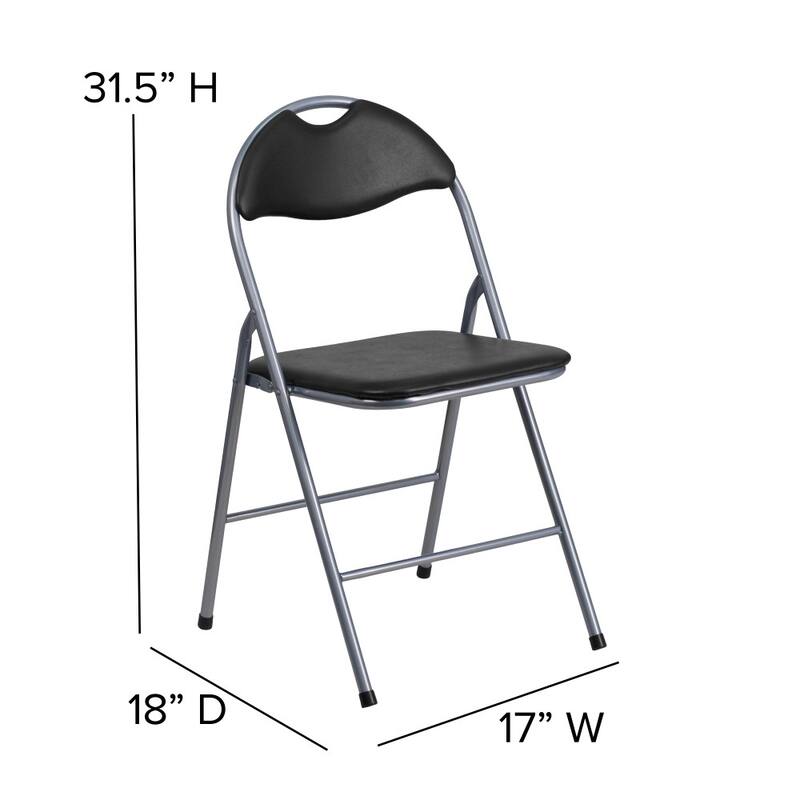 4 Pack 300 lb. Capacity Vinyl Metal Folding Chair with Carrying Handle