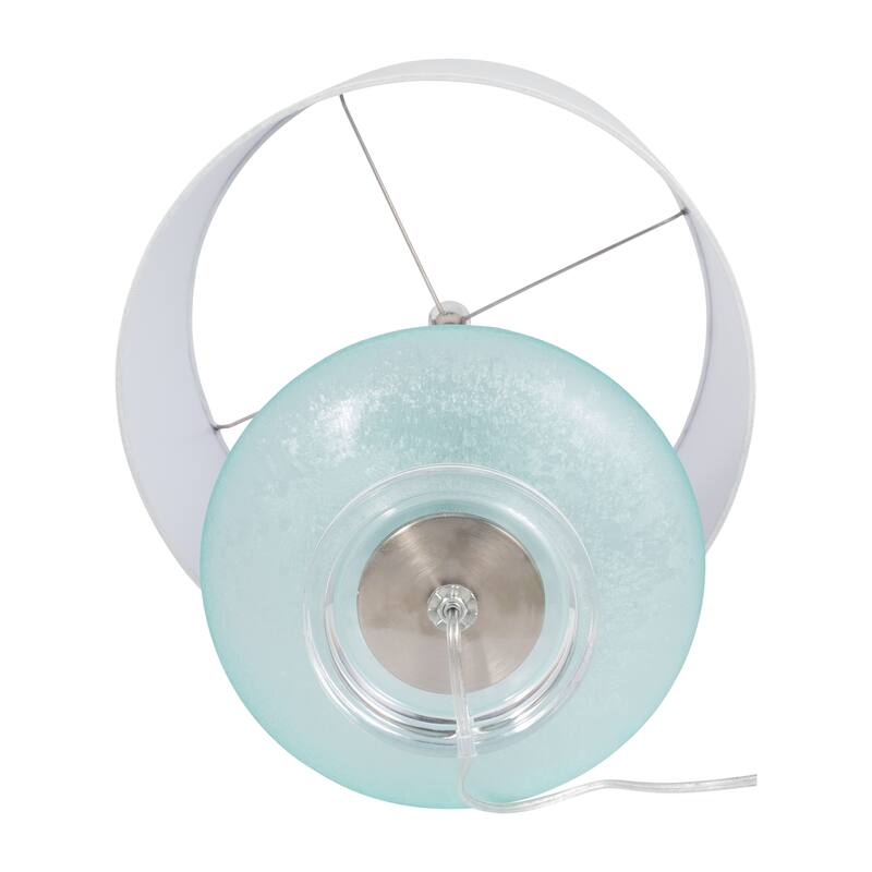 Sagebrook Home Modern Coastal Glass Table Lamp, Green Finish, Made with Glass, Metal, Linen, and Acrylic - 15" x 15" x 26"