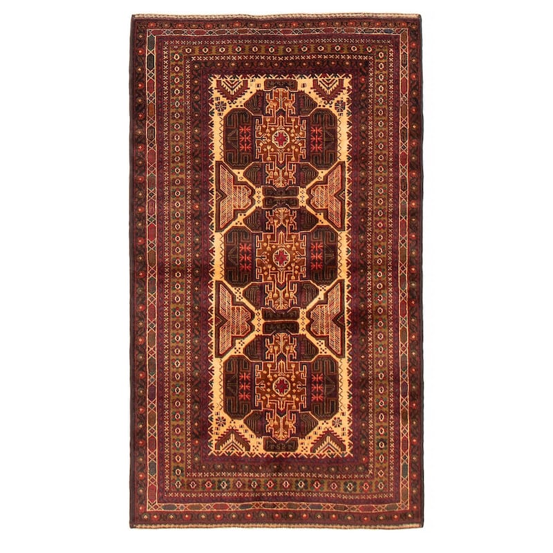 Teimani Beige, Brown Rug 3'8" x 6'9" - 3'8 x 6'9 - Beige/ Brown - 3'8 x 6'9