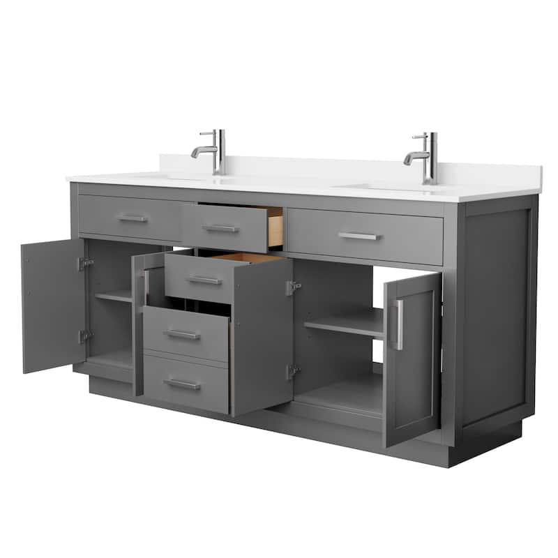 Beckett TK 72-inch Double Vanity, Single Hole Quartz Top