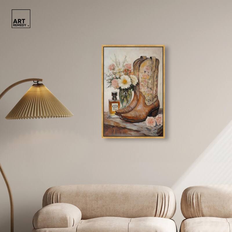 Delicate Floral Boots Canvas by Art Remedy