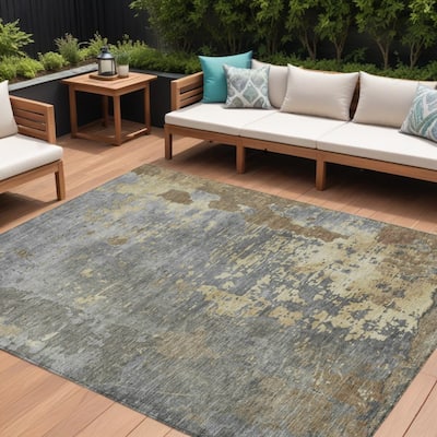 HomeRoots Abstract Transitional Rectangle Outdoor Rug