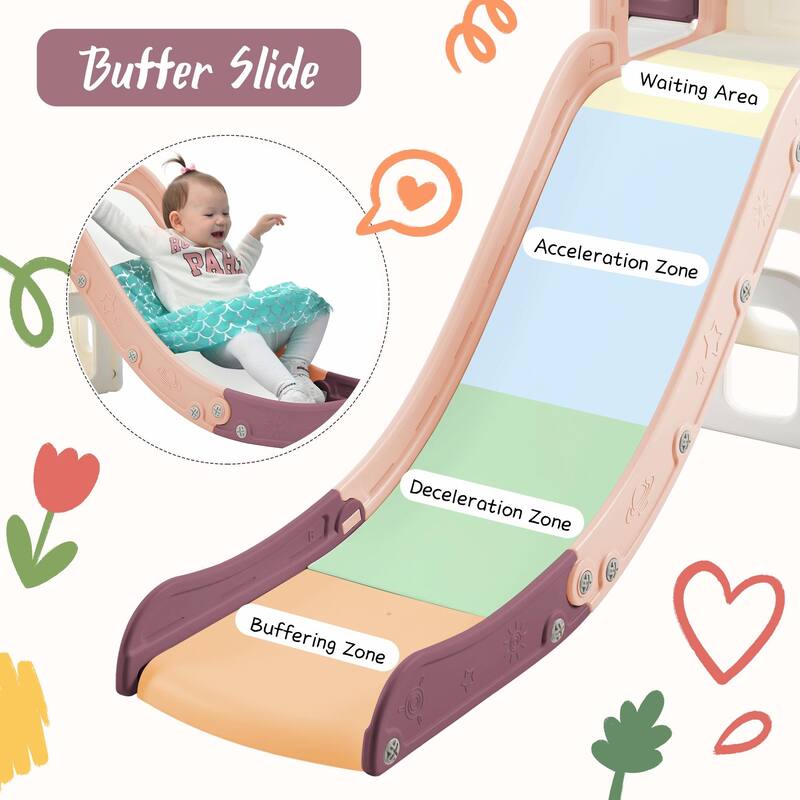 7-in-1 Toddler Slide Set - Spaceship Playset with Slide, Arch Tunnel, Basketball Hoop, and Toy Storage