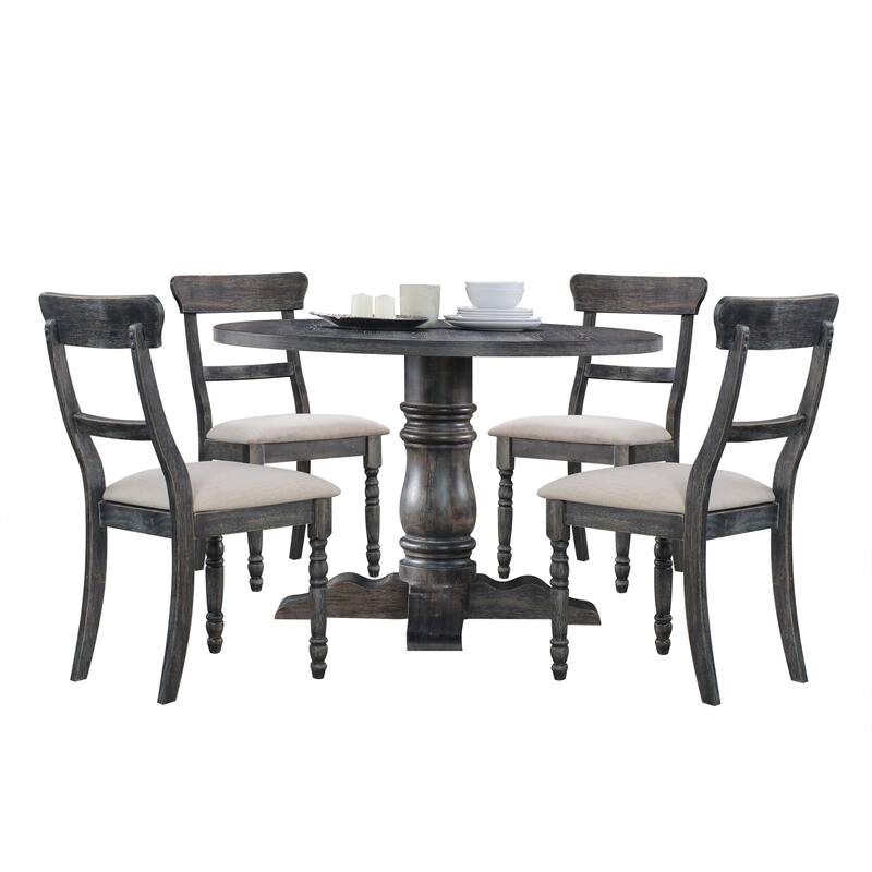 Leventis Light Brown Linen Weathered Gray Finish Side Chair (Set of 2)