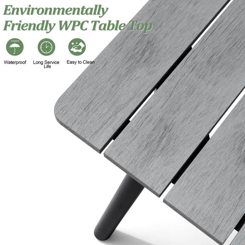 Outdoor 9PC- Patio Rectangular Aluminum Dining Table Sets with Umbrella Hole with Rattan Chair