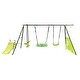 preview thumbnail 5 of 13, Six-Function Swing Set with Net for Outdoor Fun Safe for Kids Green & Blue - 152.49” L x 53.55” W x 70.87” H