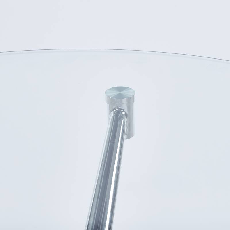 GDFStudio - Luminara Modern Contemporary 35.4" Round Tempered Glass Dining Table with Metal Frame and Sculptural Base - 35.43"L