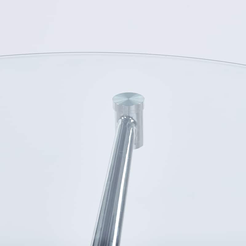 Modern Space-Saving Dining Table with Tempered Glass Top & Chrome Metal Legs, Ideal for Kitchen and Living Room