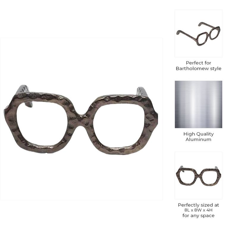 Metal Decorative Object Eyewear-Shaped Sculpture with Textured Design