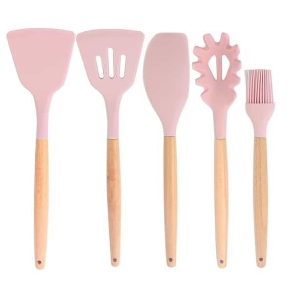 9PCS Pink Silicone Kitchen Accessories Cooking Utensil Set Kitchen Gadgets  with Wooden Handle - China Kitchen Utensils and Utensils Set price