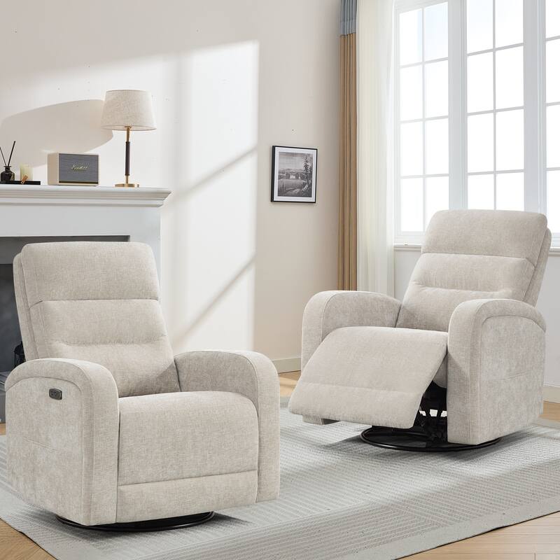 Aemeios Swivel Power Recliner Rocker with USB and Type C Port Set of 2