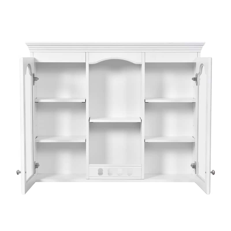 Roomfitters Wall Mounted Medicine Cabinet, Bathroom Cabinet with 2 Glass Doors, Over Toilet Storage Organizer, White