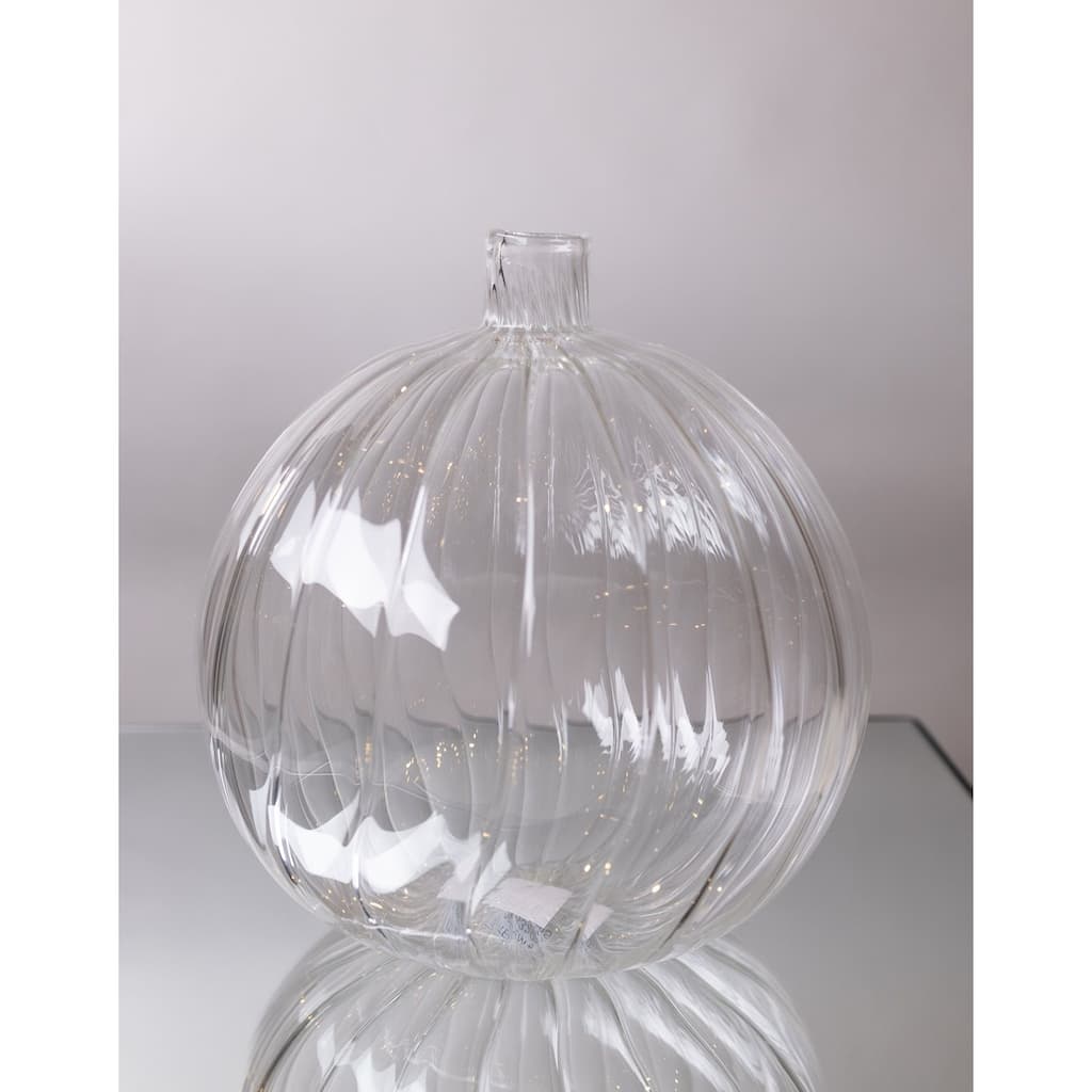 Decorative Swirl Glass Bottle Vase - 8.5" - Clear