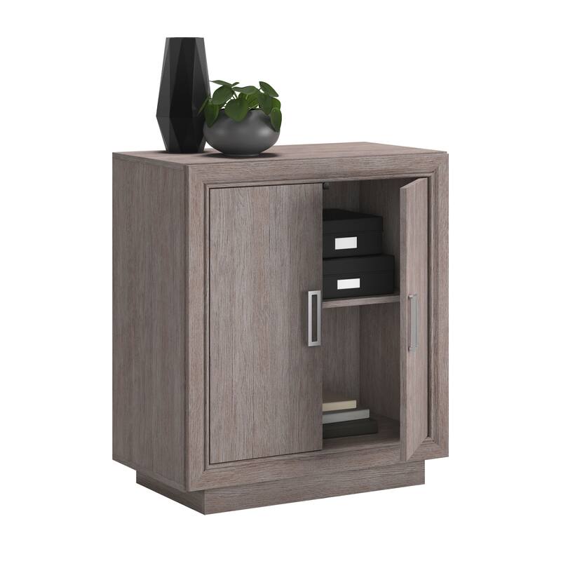 Wood Storage Cabinet with Functional Design, Medium Gray - 29.29"W x 16.14"D x 33.07"H