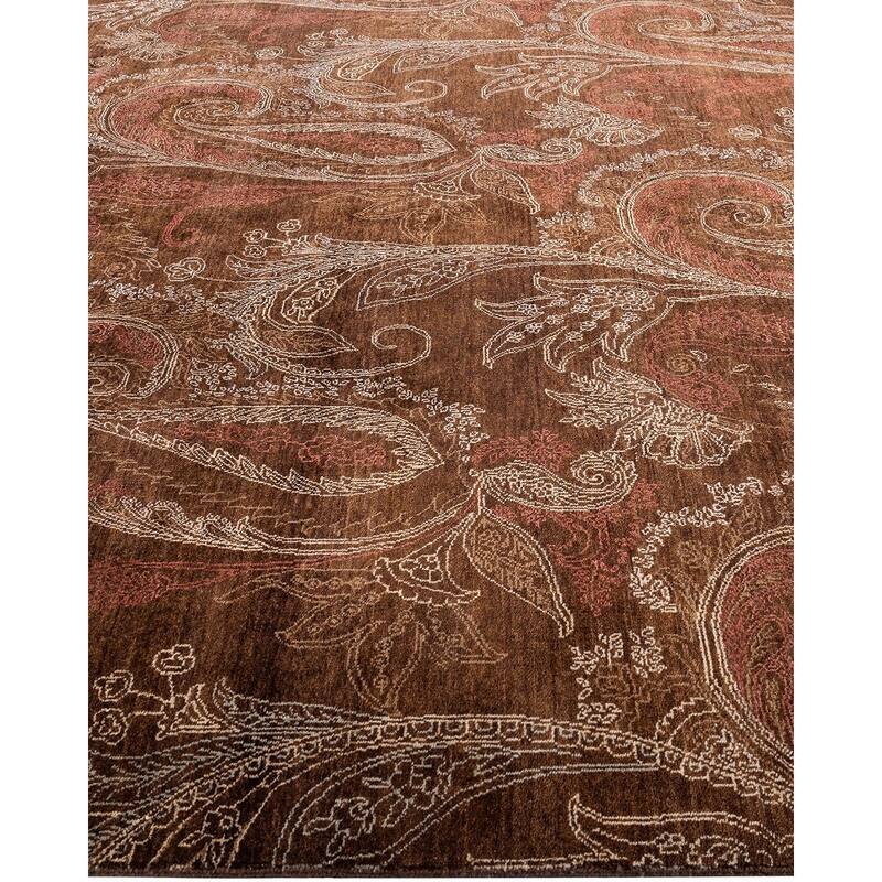 Ikat One-of-a-Kind Hand-Knotted Area Rug - Brown, 8' 2" x 10' 3" - 8' 2" x 10' 3"