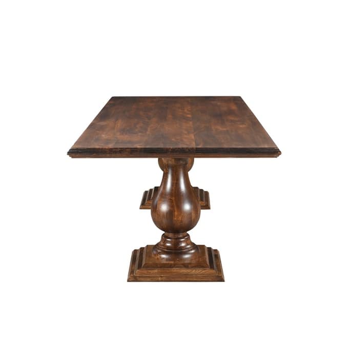 HomeRoots 96" Dark Brown Wood Double Pedestal Base Dining Table - 96.00 in. x 30.00 in. x 42.00 in.