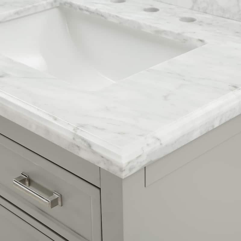 Furniture of America Anya 31" Single Bathroom Vanity with White Carrera Marble Top and Undermount Sink