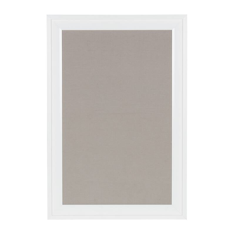 DesignOvation Bosc Framed Gray Linen Fabric Pinboard - 18.5x27.5 - White
