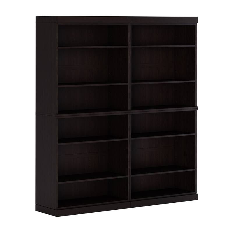 Palace Imports Premium 100% Solid European Oak Hardwood 12-Shelf Modular Bookcase - 64" Wide, 71.5" Tall