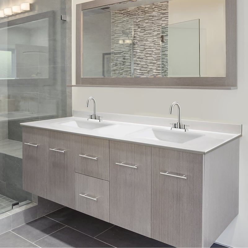 Camilla Cultured Marble Centerset Mount Rectangle Double Bowl Vanity Top