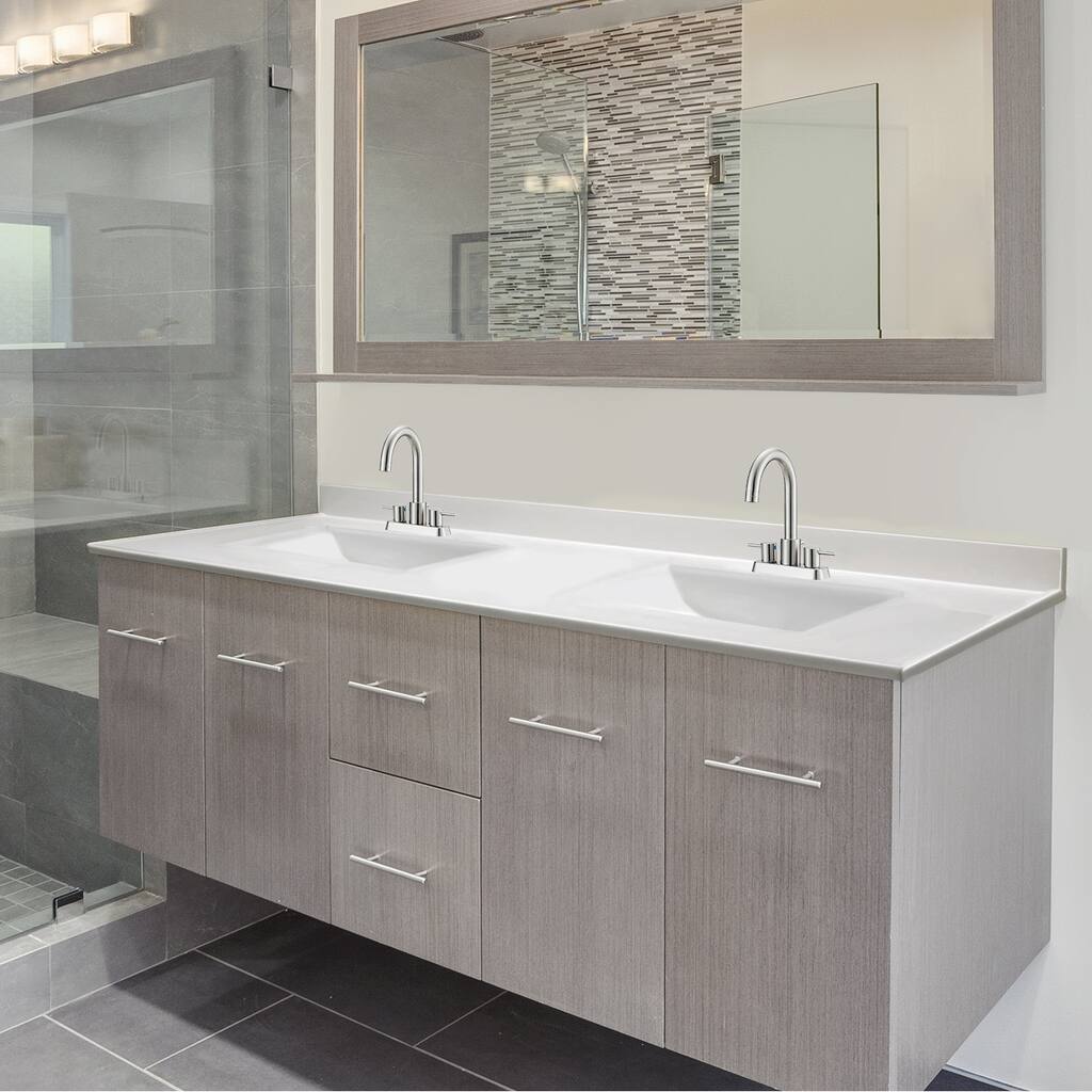 Design House Camilla Double Bowl Vanity Top 73x22, Solid White