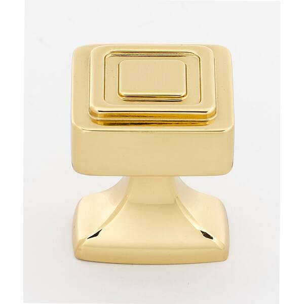 slide 2 of 5, Alno Cube 1-1/4 Inch Square Transitional Cabinet Knob Polished Brass