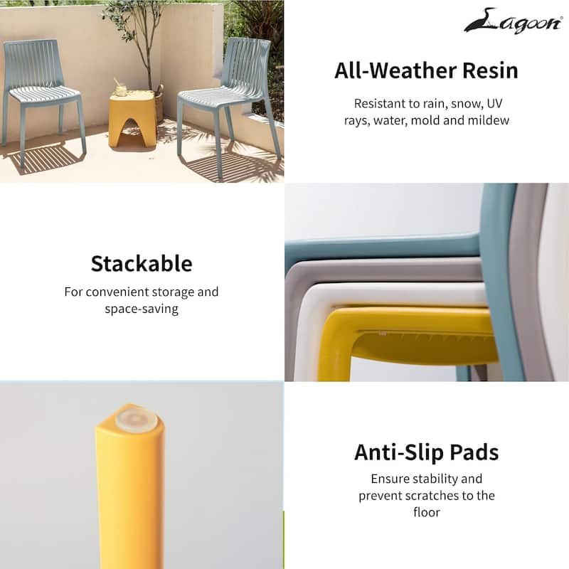 Lagoon Milos Resin Stackable All Weather Side Chair Set of 2
