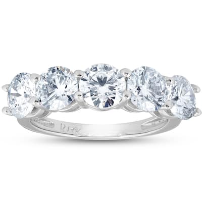 3 3/4 Ct EX3 Lab Grown Diamond Five Stone Wedding Ring White Gold